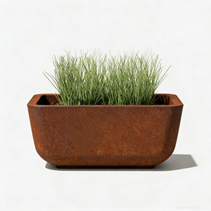 Jardinière en acier Corten pour extérieur, grand pot à fleurs en métal résistant aux intempéries, jardinière pour jardin, patio, aménagement paysager - Product Image 3