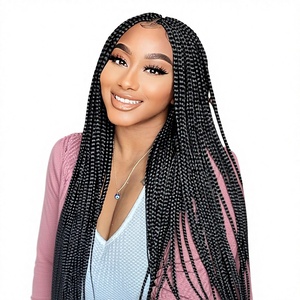 Box Braid Crochet 30 pouces 144 mèches Double trame machine pré-étirée pré-bouclée Origine Chine 6 paquets Cheveux noirs pour femmes - Product Image 1