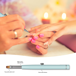 Ensemble de brosses à <span class=keywords><strong>ongles</strong></span> rétractables personnalisées vert menthe, portables et adaptées aux voyages, pour manucure, vente en gros directe d'usine, marque privée - Product Image 3