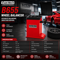 Machine d'équilibrage de roues YuanMech B655 LED, équipement professionnel d'alignement de roues de haute précision, affichage numérique, garantie de 14 mois