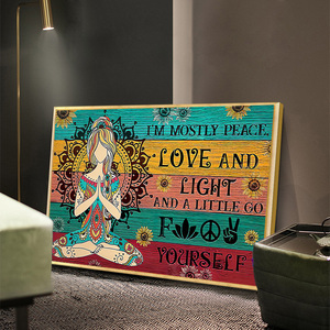 Quadro su tela Poster "Peace and Love" Wall Art Cartoon <span class=keywords><strong>stampe</strong></span> soggiorno decorazione pittura Yoga meditazione Wall Art Picture - Product Image 2