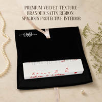 Pochette d'emballage haut de gamme en suède noir pour accessoires capillaires, avec impression de logo personnalisé, sac anti-poussière en velours pour vêtements