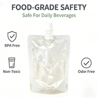 Pochettes souples transparentes personnalisées avec bec verseur pour boissons liquides (café, lait) – 100ml, 250ml, 500ml