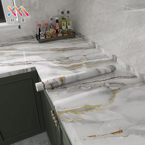 ไวนิลกันน้ำมีกาวในตัวเรขาคณิตลายหินอ่อนวอลล์เปเปอร์สติกเกอร์กันน้ำมันห้องน้ำตกแต่งห้องครัวที่ถอดออกได้ความกว้าง 60 ซม. - Product Image 6