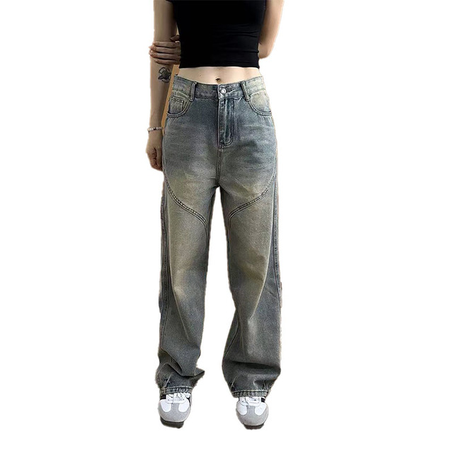 Y2K Custom Boot Cut Baggy Jeans Men's Vintage Loose Hip Hop High Street Breathable Light Wash Denim Autumn Streetwear Outdoor