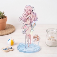 Figurine de fille anime en acrylique écologique personnalisée, sur socle à motif plage, pour affichage sur bureau, souvenir, cadeau promotionnel