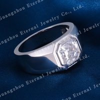 Bague Chevalière de Luxe à Sceau Hexagonal en Diamant de Laboratoire, en Or Massif 14K 18K, Bande Large, Cadeau d'Anniversaire de Mariage pour Homme