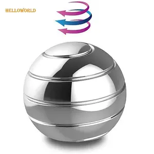Grosir logam meja bola-Meja HelloWorld Bola Berputar, Mainan Spinner Pereda Stres Eksekutif Kantor, Bola Logam Ilusi Optik