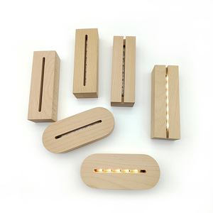 Cadeau créatif Base de lampe LED 3D avec câble USB Cadeau de Noël Cadeau d'anniversaire Base de lampe en bois pour acrylique - Product Image 1