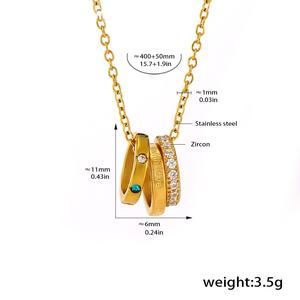 Ins 18K altın kaplama paslanmaz çelik dudak zinciri yuvarlak daire aşk zirkon taş kolye kolye kadınlar için - Product Image 3