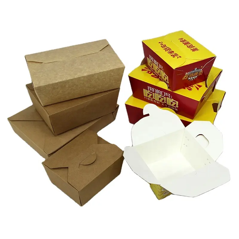 Scatole per alimenti in carta kraft per alimenti da asporto scatole per alimenti usa e getta per ristoranti scatole per alimenti da asporto