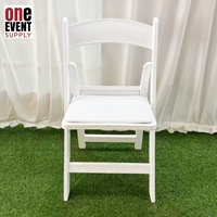 Chaise élégante en résine Oxford blanche à lattes avec coussin imperméable, pliable et portable, pour jardin, parc et école