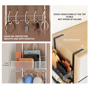 Perchero de pared para bebés, armario lateral con sombrero, dispositivos de almacenamiento, gancho para bolsa, no requiere agujeros de perforación, estante de almacenamiento - Product Image 4