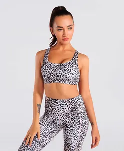 Sportswear Set Women Cheetah Pattern Leopard Yoga Set Plus Size Yoga Set With Side Phone Pockets