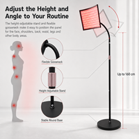 Panneau lumineux de photobiomodulation avec minuterie, modes de luminosité et d'impulsions, lampe de thérapie par lumière rouge sur pied