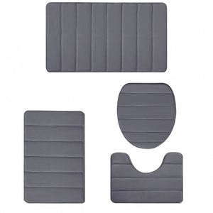 Ensemble de 4 tapis de salle de bain en polaire corail douce, antidérapant, épais et moelleux, avec couvre-couvercle de toilette en forme de U, idéal pour la maison et l'hôtel - Product Image 3
