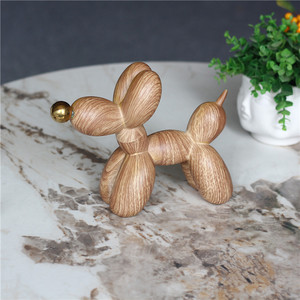 Meijian populaire vente Statue décoration résine Imitation bois ballon chien maison bureau accessoires <span class=keywords><strong>lapin</strong></span> décor à la maison - Product Image 1