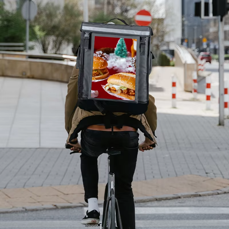 App-Controlled Insulated Motorcycle Delivery Bag with USB