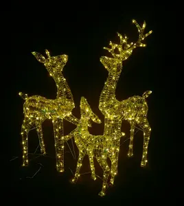 2024 nouveau cadre extérieur étanche LED en acier cerf renne avec ruban noël vacances décor Motif figurines lumières