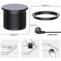 Prise encastrée industrielle personnalisée en ABS avec couvercle, prise USB et prise secteur pour table de chevet/bureau