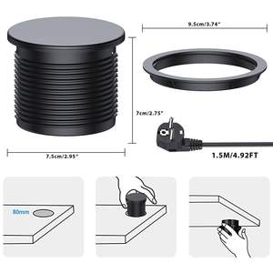 <span class=keywords><strong>Prise</strong></span> encastrée personnalisée avec couvercle et port <span class=keywords><strong>USB</strong></span> pour table de chevet, meuble ou <span class=keywords><strong>bureau</strong></span> – <span class=keywords><strong>Prise</strong></span> de courant ronde encastrée - Product Image 2