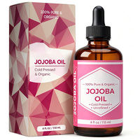 Minyak Biji Jojoba Organik Kelas Kosmetik, Cold Pressed, Multiguna, Pelembap Manis untuk Tubuh, Wajah, Rambut, dan Pijat