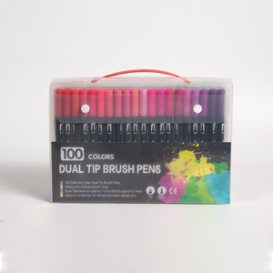 Zeamor Caneta Custom Watercolour Dual <span class=keywords><strong>Tip</strong></span> 12 Color Art Markers <span class=keywords><strong>Set</strong></span> Embalaje suelto Caligrafía Black Brush Pen para niños de la escuela - Product Image 6