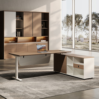 Bureau de direction électrique réglable en hauteur, table moderne intelligente assis-debout pour PDG avec double moteur et préréglages de mémoire pour le bureau