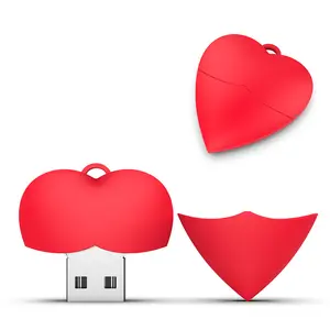 Memoria USB modelo de corazón rojo de dibujos animados 2,0 4GB 8GB 16GB 32GB 64GB 128GB 256GB Memory Stick regalo de amor creativo