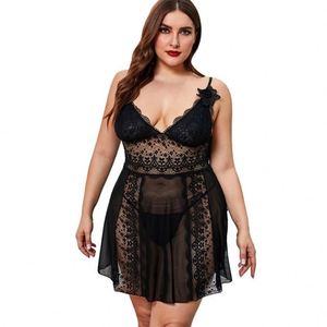 Vestido Sexy de Encaje sin Mangas con Cuello en V y Aberturas para Mujer, Tallas Grandes (XXL, XXXL), Lencería, Vestido de Noche, Venta al por Mayor SFY3360 - Product Image 1