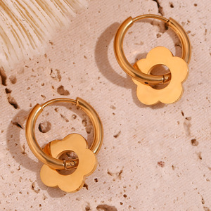 Summer Collection Boucles d'oreilles fleur géométrique en acier inoxydable plaqué or 18K pour dames Cadeau bijoux mode <span class=keywords><strong>E327</strong></span> - Product Image 5