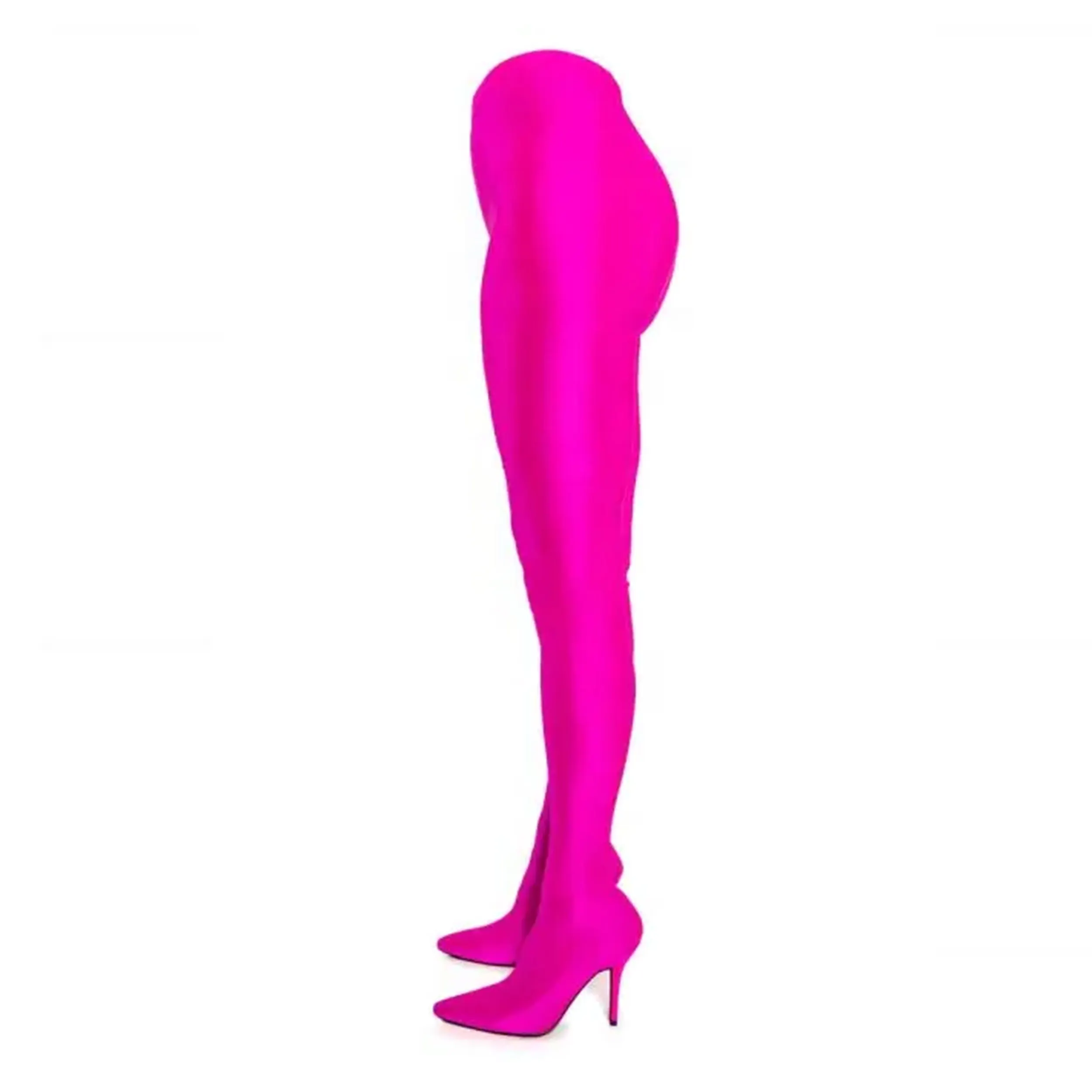 New Style Pointy Toe Hot Selling Star Stretch Stiletto Pant Stiefel in Fuchsia Custom Frauen über dem Knie Stiefel