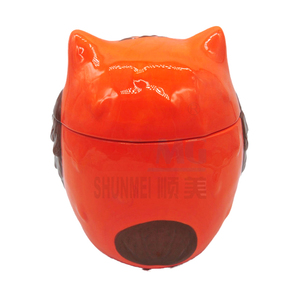Stockage des aliments en céramique en forme de hibou et pot à biscuits avec couvercle pour stockage et affichage de bonbons - Product Image 4