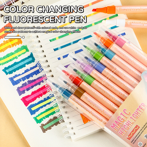 Đồ dùng học tập sinh viên đôi đầu Acrylic đánh dấu xiên 10 màu sắc thay đổi màu sắc Highlighter chồng chéo màu sắc văn phòng phẩm thiết lập - Product Image 1