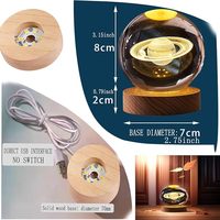 Lampe de nuit en cristal 3D en forme de pissenlit alimentée par USB pour la décoration des centres de table