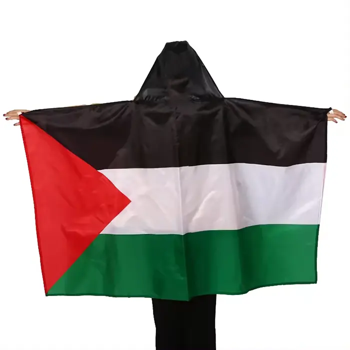 Capa promocional personalizada, Bandera de cuerpo de campaña de 3X5 pies con capucha, fanático del fútbol, TODOS los países, bandera nacional de Palestina personalizada