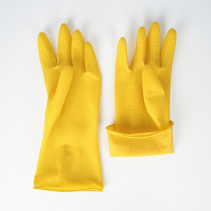 ถุงมือยางสำหรับใช้ในครัวเรือนถุงมือยางสำหรับทำความสะอาดข้อมือสีเหลือง - Product Image 3