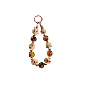 Chaîne de <span class=keywords><strong>porte</strong></span>-clés perlée avec <span class=keywords><strong>pompon</strong></span> imprimé léopard rétro tendance pour sacs - Product Image 1