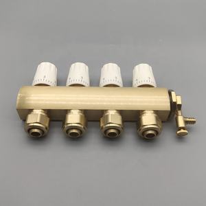 Colector de Calefacción por <span class=keywords><strong>Suelo</strong></span> <span class=keywords><strong>Radiante</strong></span> de 4 Vías, Colector de Latón para Calefacción de Agua para Uso en Apartamentos, Sistema Hidrónico con Válvula de Desinflado Automática - Product Image 2