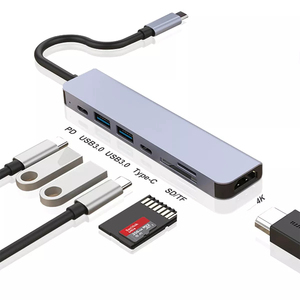 Hub <span class=keywords><strong>USB</strong></span>-C 7-en-1 multiport <span class=keywords><strong>vers</strong></span> HDTV, VGA, RJ45, TF+<span class=keywords><strong>SD</strong></span> – Station d'accueil pour ordinateur portable, répartiteur <span class=keywords><strong>USB</strong></span> 3.0 pour MacBook - Product Image 1