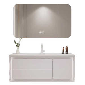 Modern <b>White</b> Wall Mounted Bathroom Vanity with LED Smart <b>Mirror</b> Waterproof Wash Basin Unit Custom Size Available - Product Image 5