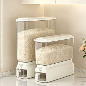 Rice Storage Container 20kg Insect Proof Moisture Proof Sealed Transparent Rectangle Kitchen Use - Product Image 2