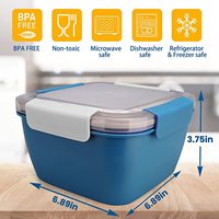 Récipient à salade portable bol à salade grande boîte à lunch Bento à double niveau avec Spork, récipient de stockage des aliments en plastique