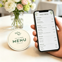 Tarjeta de menú NFC personalizada con chip N215 de 13.36 MHZ, cuadrada, para restaurante, con código QR.