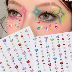 Adesivi 3D a Forma di Cuore, <span class=keywords><strong>Stella</strong></span> e Farfalla, Strass Colorati e Perle per Trucco Occhi, Applicazioni Fai-da-Te per Feste, Festival e Cosplay - Product Image 1