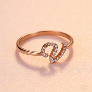 Anillo de compromiso unisex de oro macizo chapado en oro de 10K/14K con diamantes cultivados en laboratorio y circonitas, diseño de racimo, personalizado, bonito, para aniversario, con letras del alfabeto. - Product Image 4
