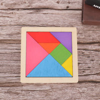 Papan Puzzle Tangram kayu warna-warni, blok bangunan pasak edukasi untuk taman kanak-kanak Sekolah Dasar mengajar pendidikan dini