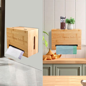 Distributeur de sacs poubelles organisateur de sacs poubelles muraux en bambou pour comptoir de cuisine d'armoire pour sacs en plastique - Product Image 5