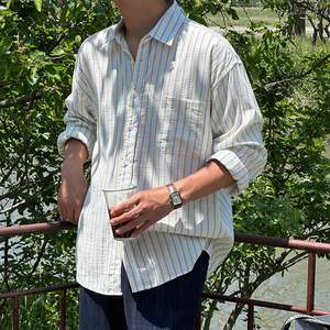 <span class=keywords><strong>Camicia</strong></span> a Righe in <span class=keywords><strong>Seersucker</strong></span> per Uomo, Resistente alle Pieghe, Vestibilità Comoda, Leggera e Traspirante, Manica Lunga, per Vacanze Estive e Spiaggia - Product Image 6