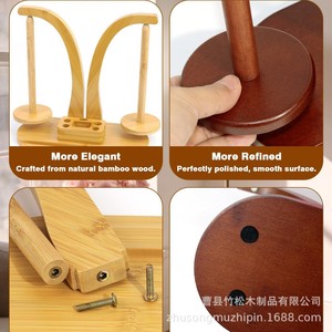 Wooden Spool Holder With Magnetic Storage Box For Yarn And <b>Crochet</b> <b>Hooks</b> Desktop Organization Rack - Product Image 2